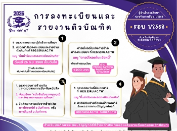 การลงทะเบียนและรายงานตัวบัณฑิต
เพื่อรับเอกสารสำคัญทางการศึกษา
ประจำปีการศึกษา 2568 รอบที่ 1/2568