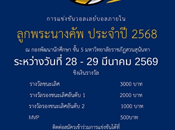 การแข่งขันวอลเลย์บอลภายใน ลูกพระนางคัพ
ประจำปี 2568